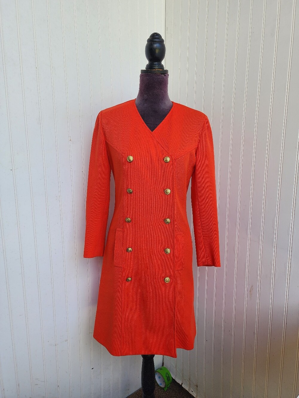 VTG Butte Knit Double Breast Jacket Bright Texture Orange Gold Buttons Union M